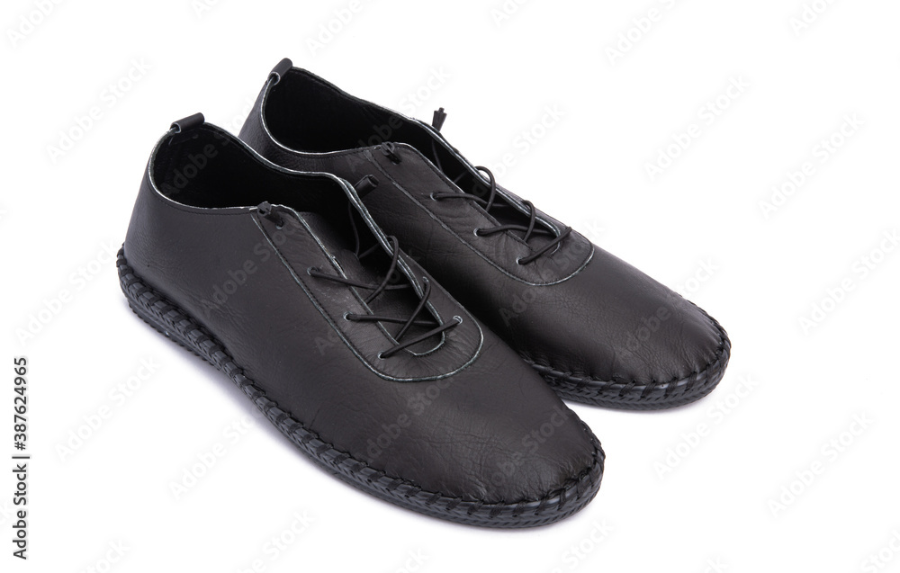 leather mens moccasins isolated