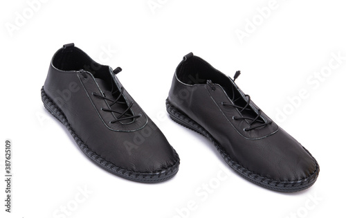 leather mens moccasins isolated