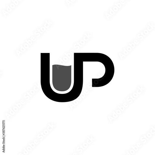letter u and p logo with coffee cup style