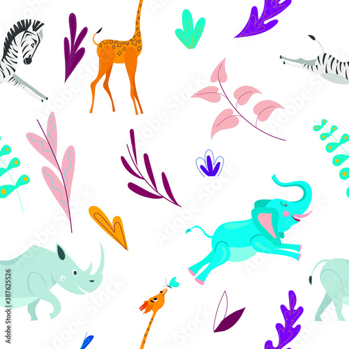 Pattern. cartoon animals of africa. Vector illustration