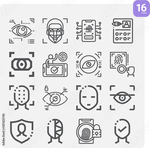 Simple set of recognizing related lineal icons.