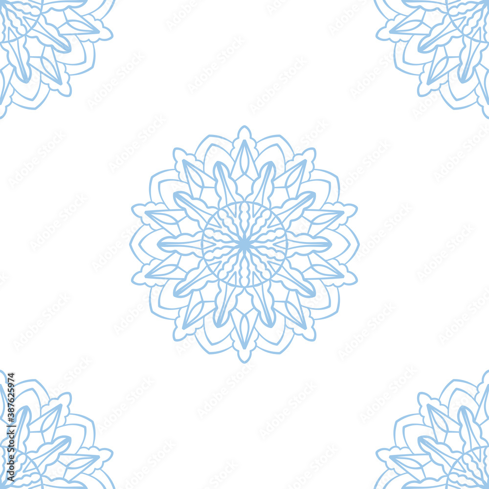 Seamless pattern of lacy elegant round pattern motifs.