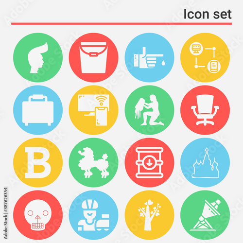 16 pack of paint filled web icons set