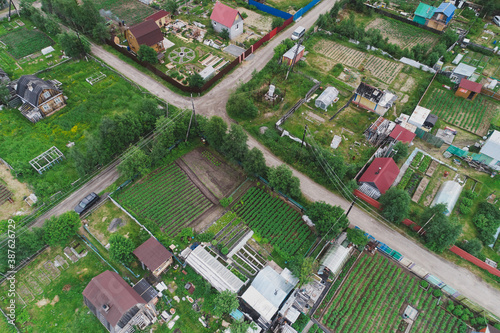 Aerial Townscape of Suburban Village Cheremushki located in Northwestern Russia on the Kola Peninsula near the town Kandalaksha photo