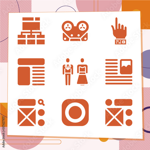 Simple set of 9 icons related to participant