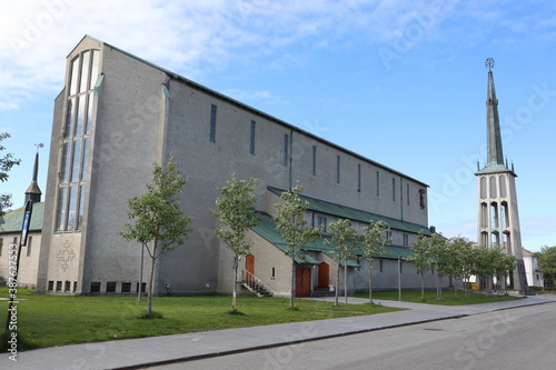 Bodo / Norway - June 14 2019: Church "Domkirke" in Norwegian town Bodo
