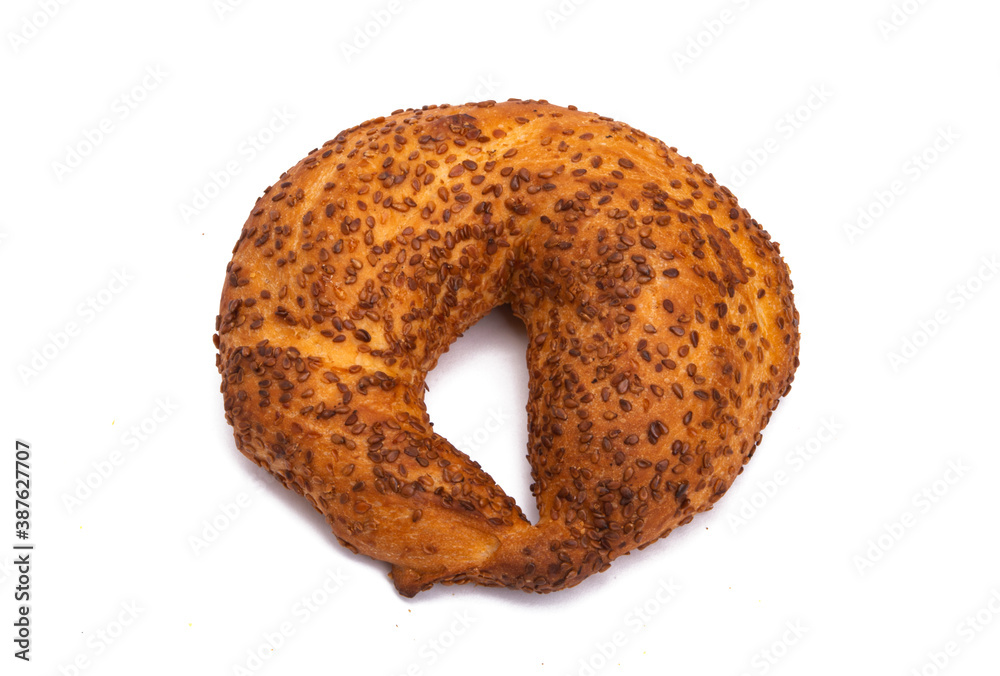 turkish bagel with sesame seeds isolated turkish bagel with sesame seeds isolated