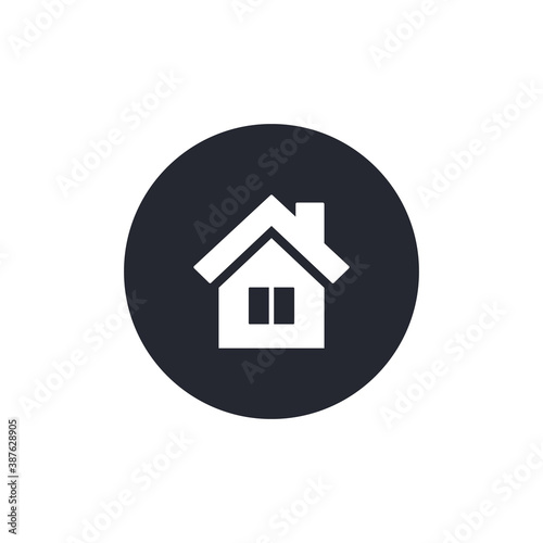 Home sign icon. House symbol Circle flat button Vector illustration