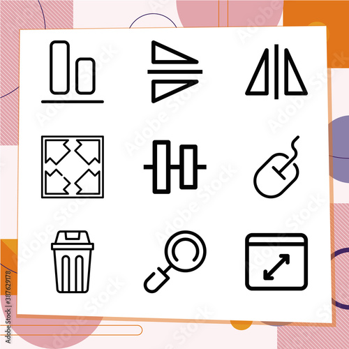 Simple set of 9 icons related to diagonal