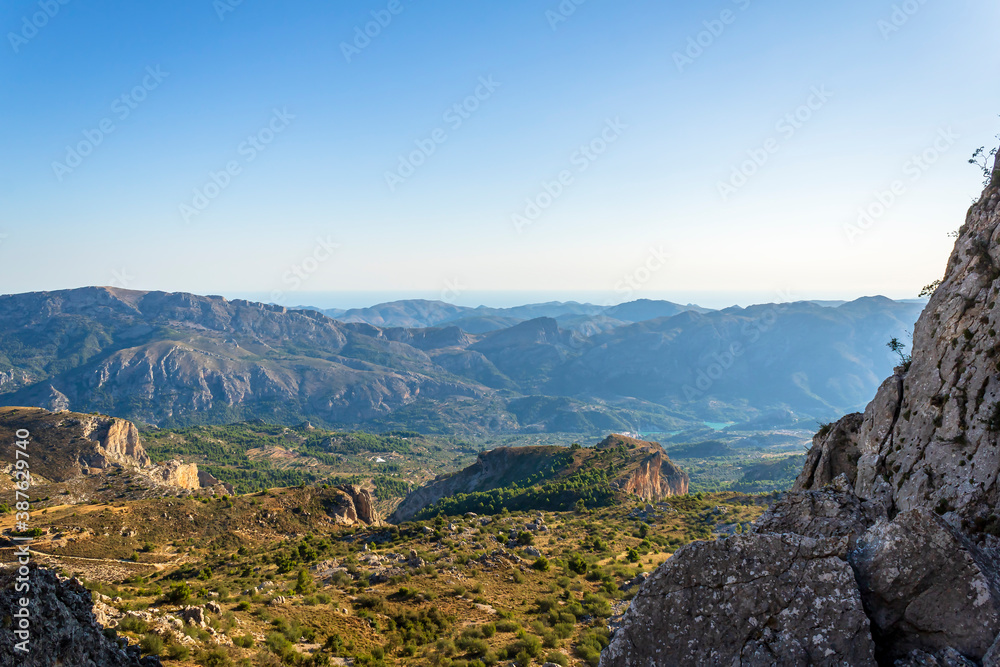 Views from the Partagat chasms of the Guadalest reservoir.