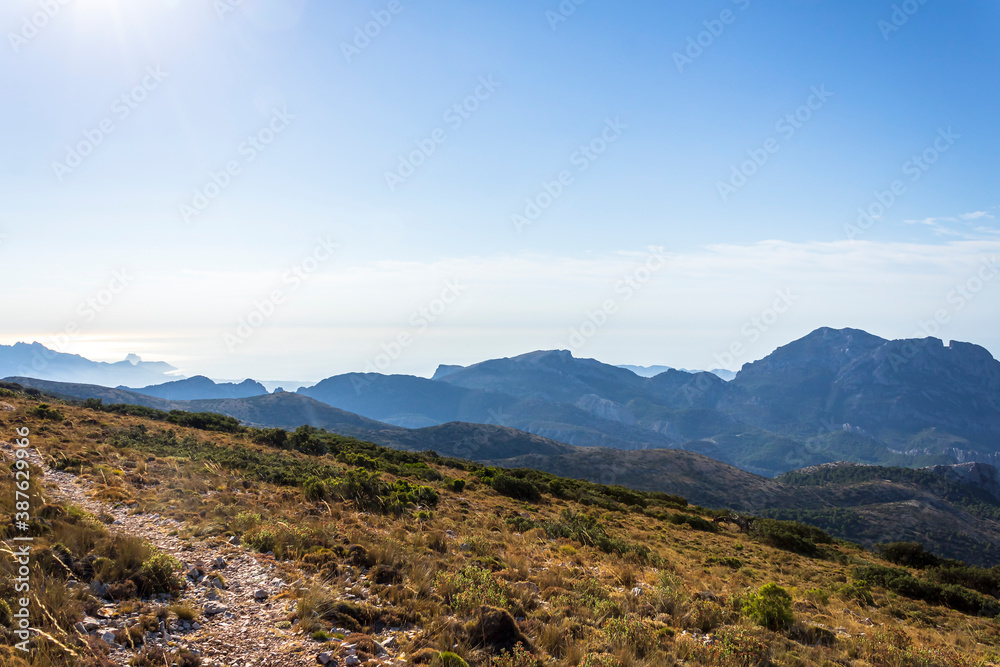 Fototapeta premium View of the Alicante coast from the top of the Aitana mountain.