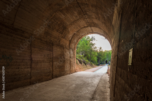 Views of the Alcoi greenway from inside one of its tunnels.