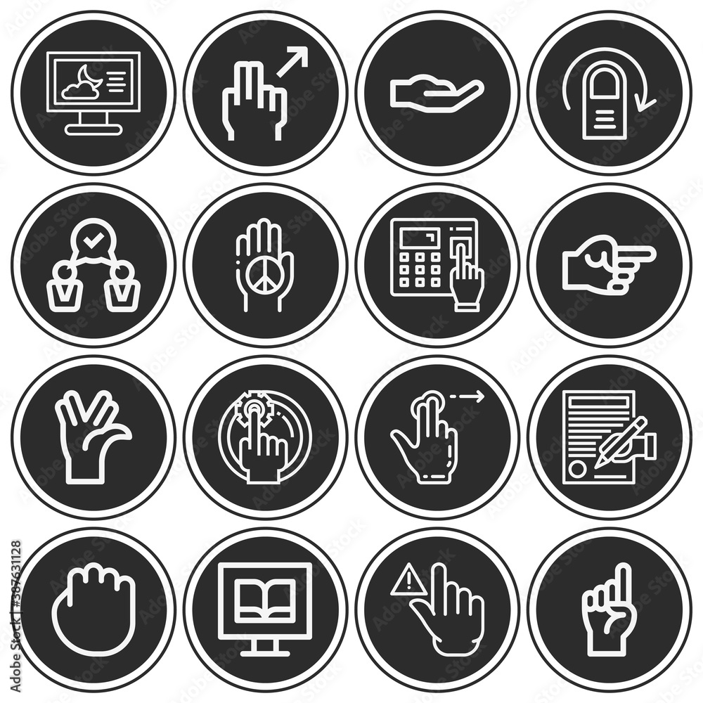 16 pack of indicate  lineal web icons set