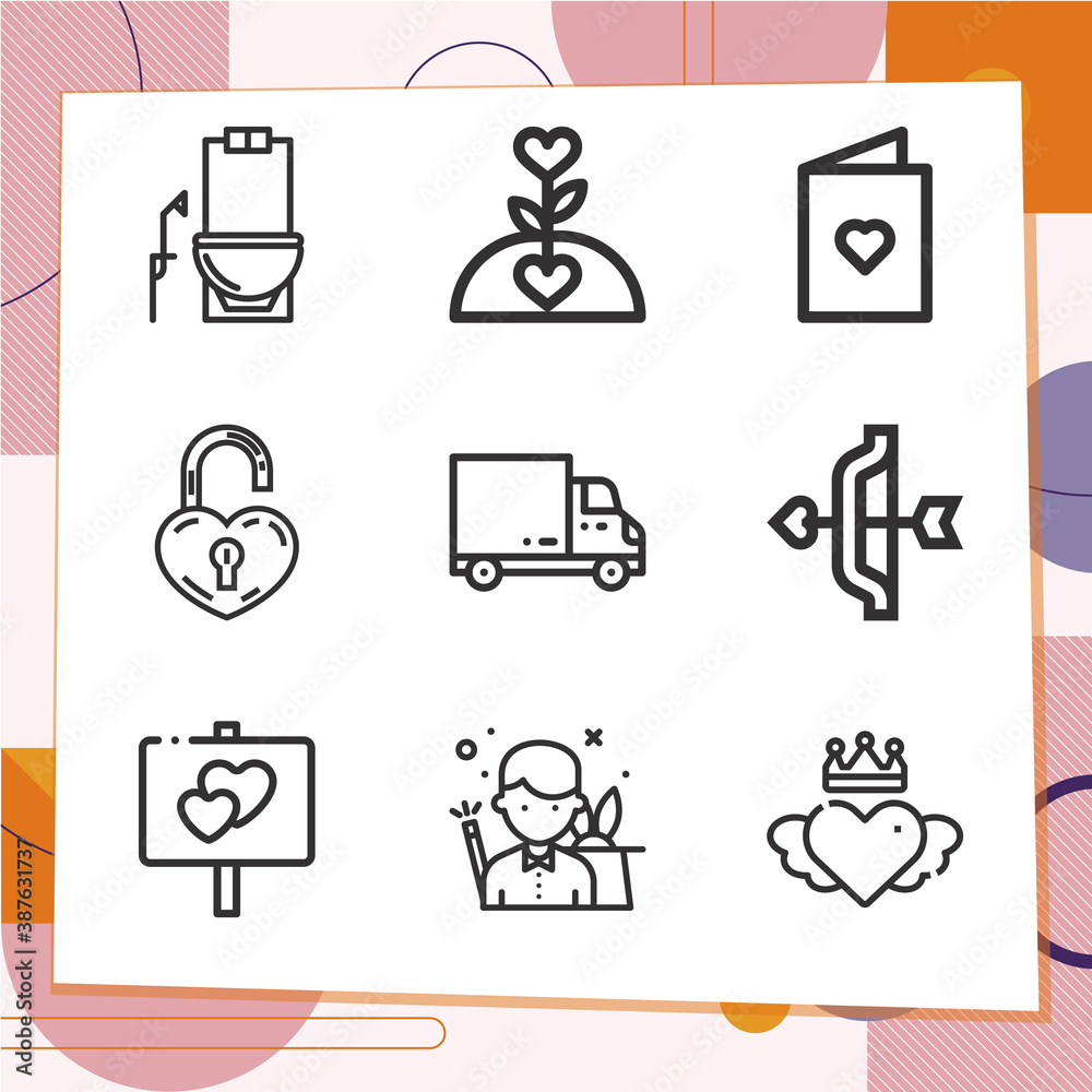 Simple set of 9 icons related to sexuality