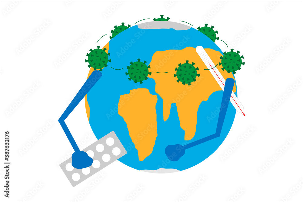 The planet is sick with coronavirus - vector illustration.