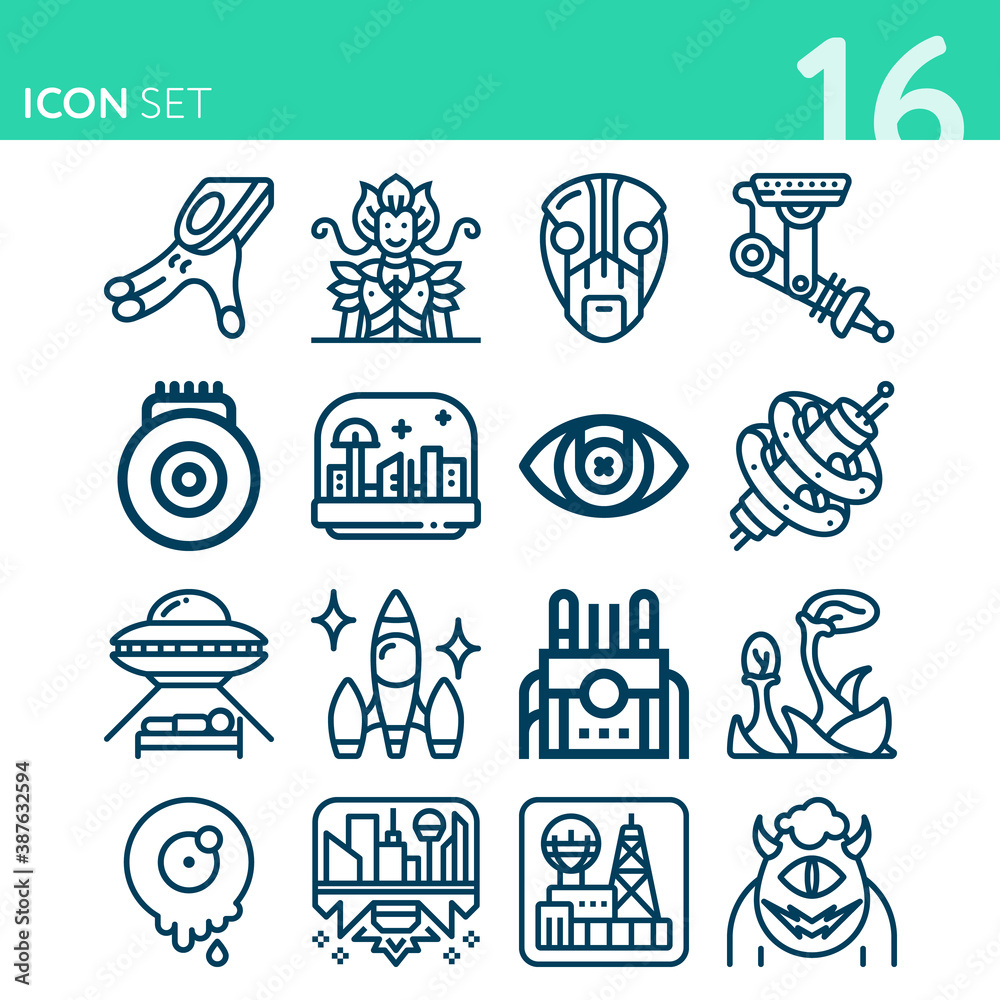 Fototapeta premium Simple set of 16 icons related to wi