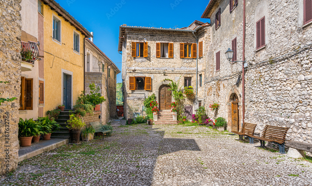 Beautiful sight in Rocca Canterano, picturesque village in the Province of Rome, Lazio, Italy.
