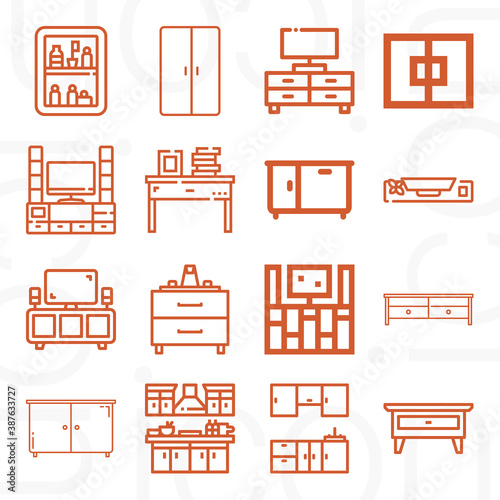16 pack of medicine chest  lineal web icons set