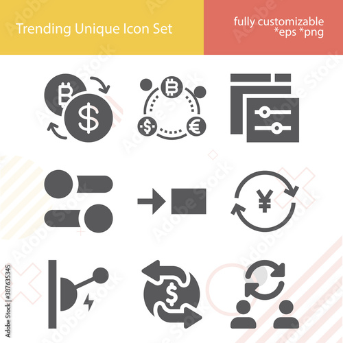 Simple set of substitution related filled icons.