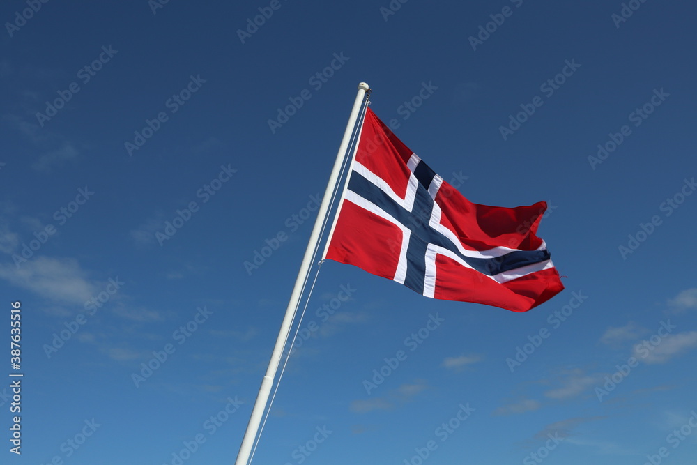 Norwegian flag waving in the wind Norwegian flag waving in the wind