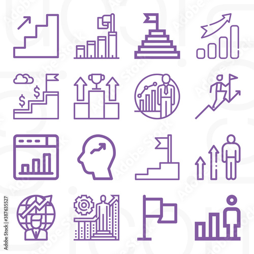 16 pack of get along  lineal web icons set