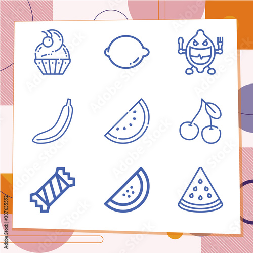 Simple set of 9 icons related to lemon