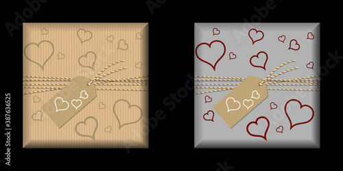 2 façons d’emballer vos cadeaux de Noël - style naturel ou élégant - décoré de cœurs, de ficelle et d’une étiquette.