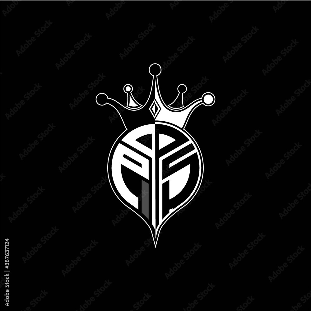 P S circle monogram logo emblem style with clown crown shape vector decoration P S circle monogram logo emblem style with clown crown shape vector decoration