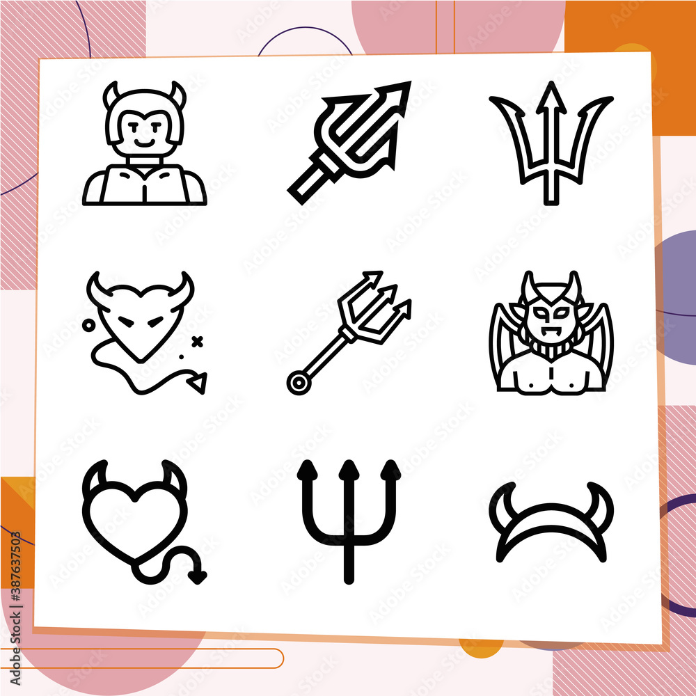 Simple set of 9 icons related to trouble maker