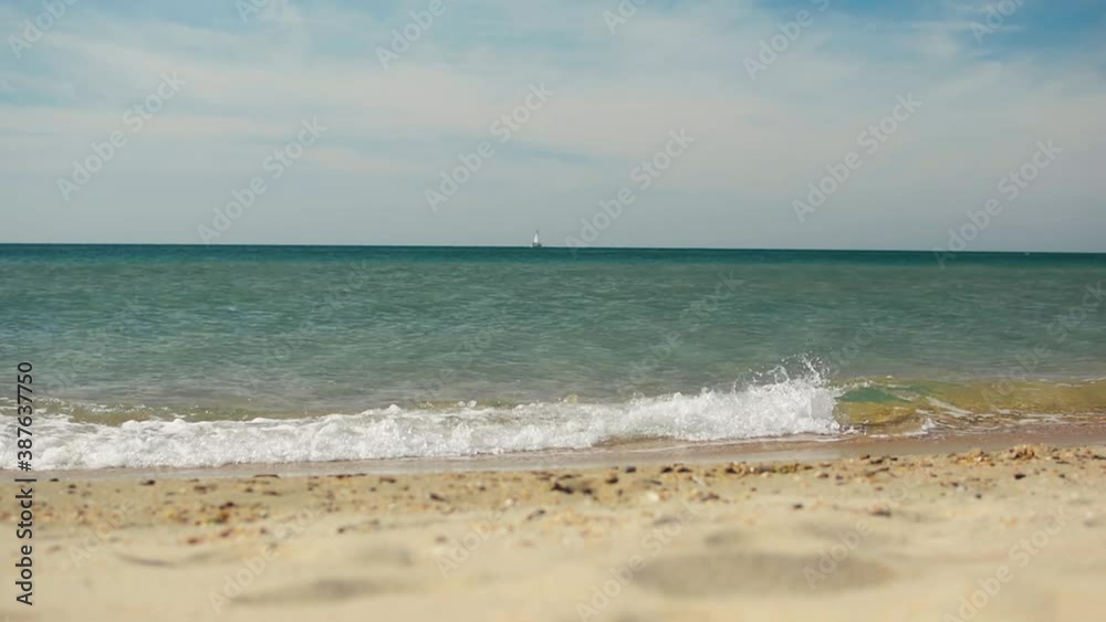 Video of Bugaz Spit, Anapa – Russia seascape. No people beach first line vacation. Wild black sea, Kuban region of Russia.