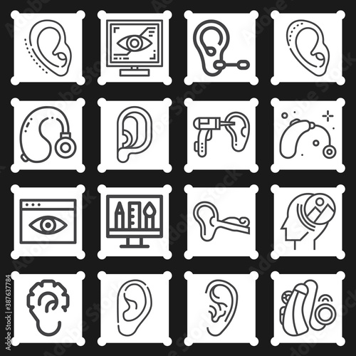 16 pack of auditory  lineal web icons set