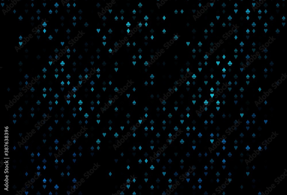 Dark BLUE vector texture with playing cards.
