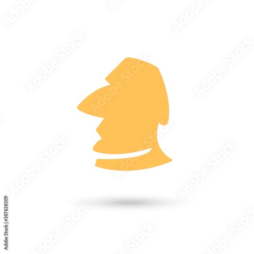 Moai Easter Island Statues in Chile. Yellow Flat cartoon style historic sight showplace attraction web site vector illustration. World countries cities vacation travel