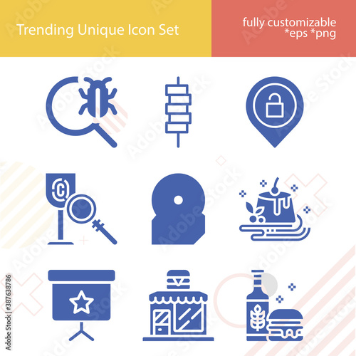 Simple set of hair style related filled icons.