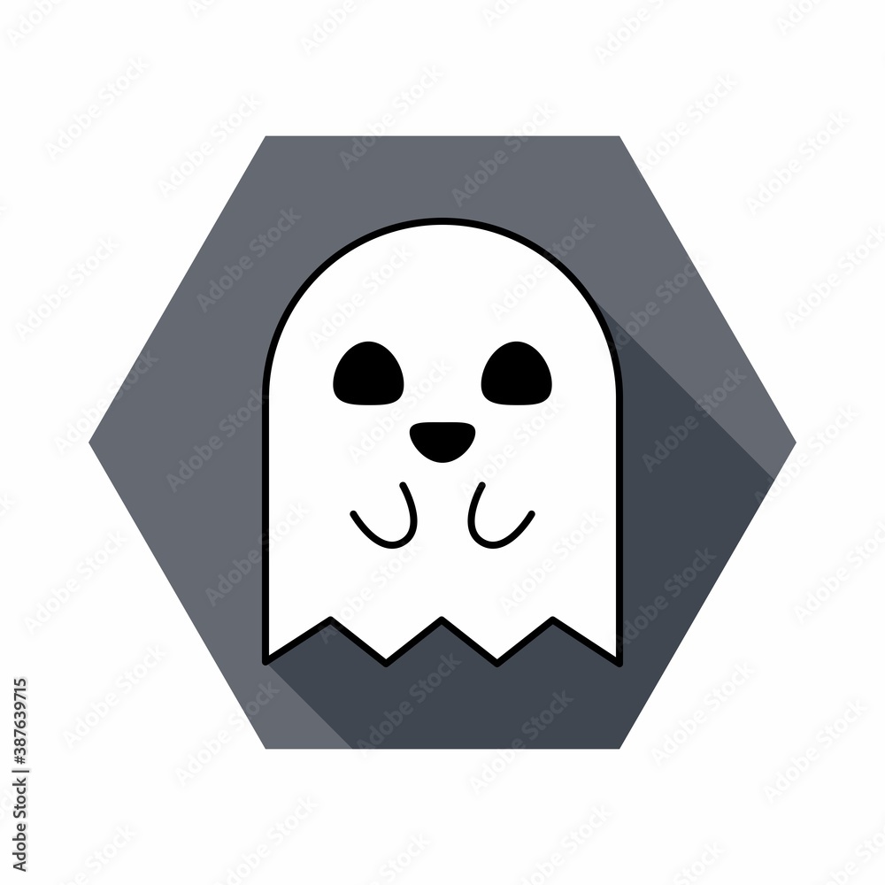 Halloween ghost, scary or cute cartoon spooky ghost, Halloween holiday.