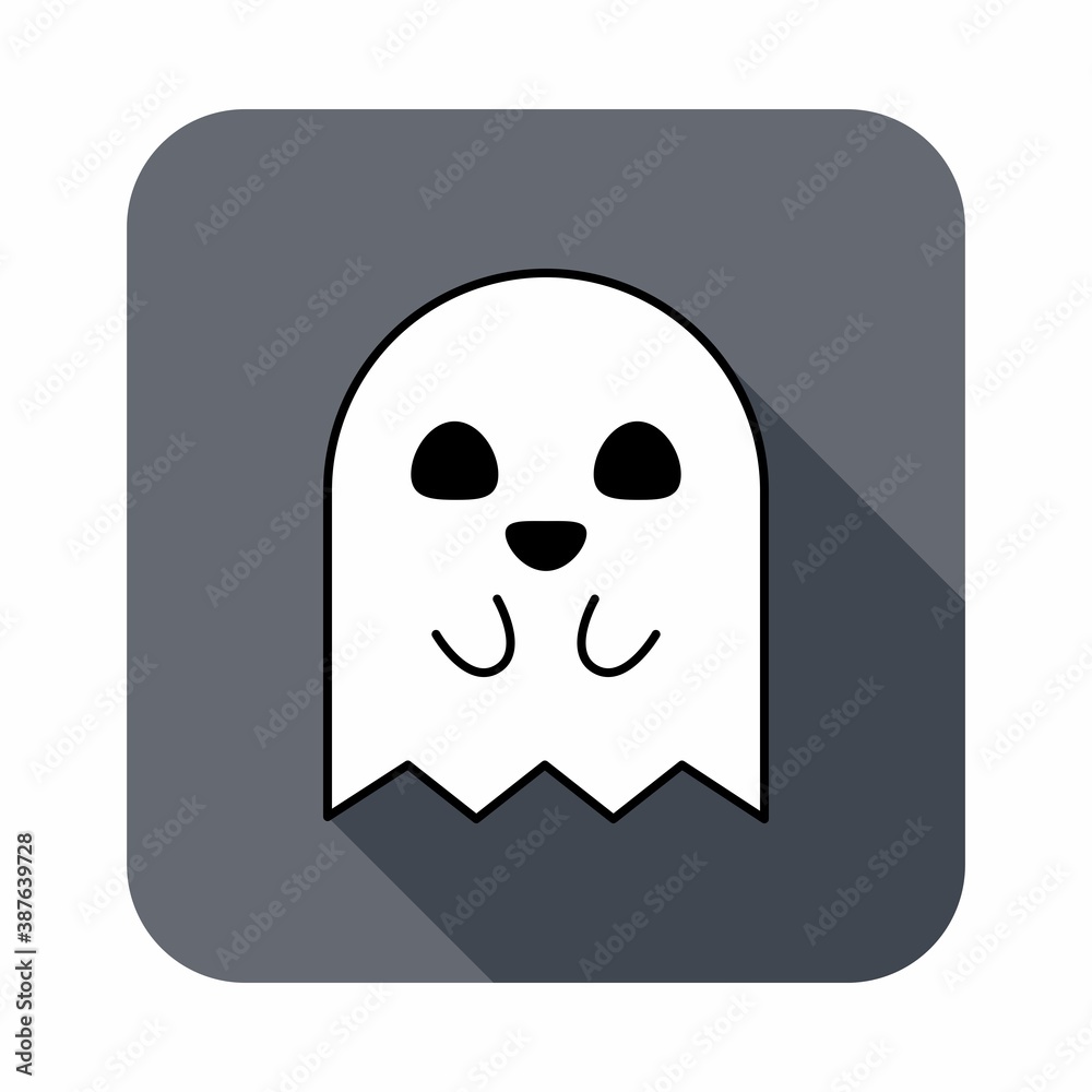 Halloween ghost, scary or cute cartoon spooky ghost, Halloween holiday.