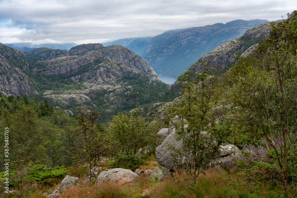 Mountain landscape, Norway. Lysefjord sea view. Mountain landscape, Norway. Lysefjord sea view.
