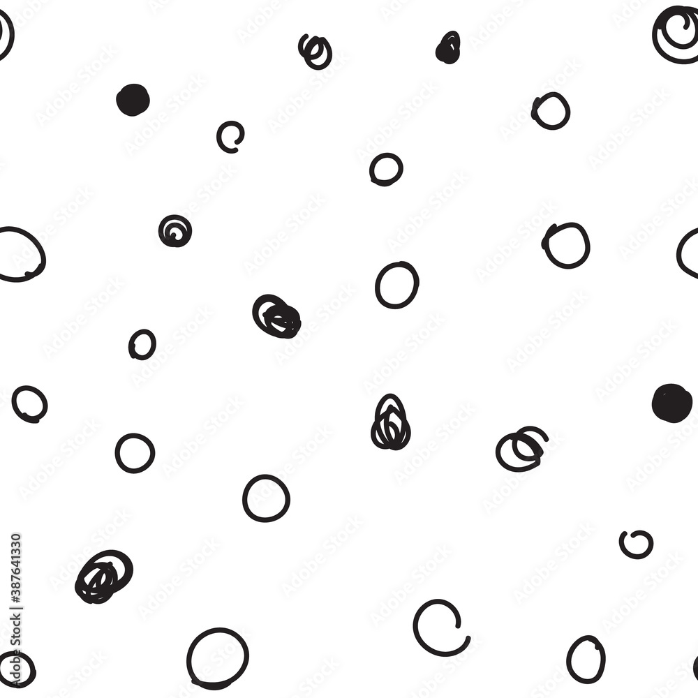 Dots seamless pattern. Hand drawn circles background texture.