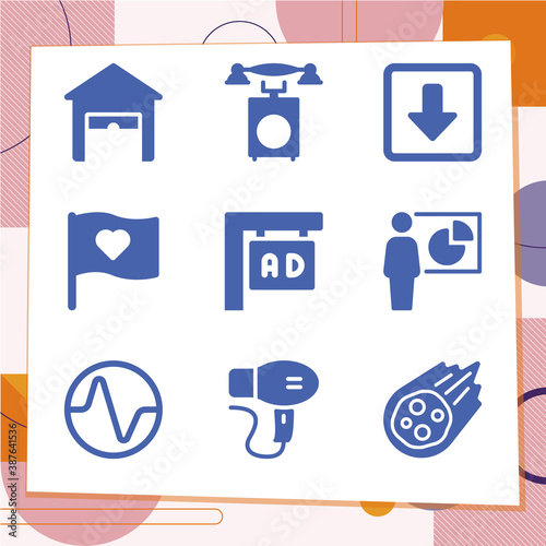 Simple set of 9 icons related to im