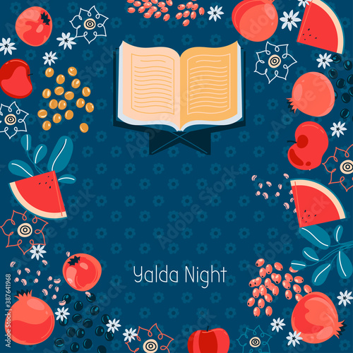 Illustration Vector concept happy Yalda night party in Iran  photo