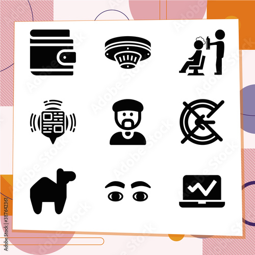 Simple set of 9 icons related to lie