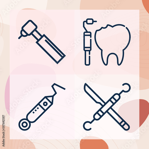 Simple set of tooth doctor related lineal icons