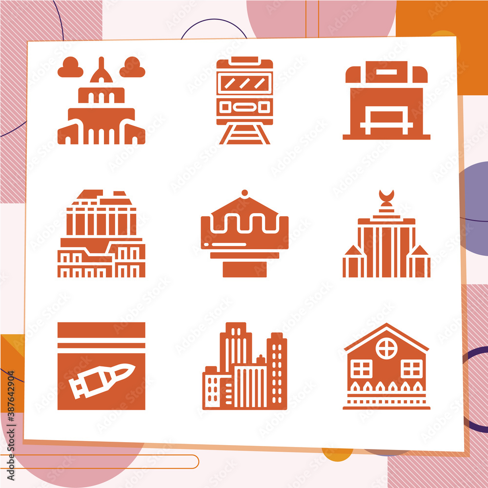 Simple set of 9 icons related to territorial division Simple set of 9 icons related to territorial division