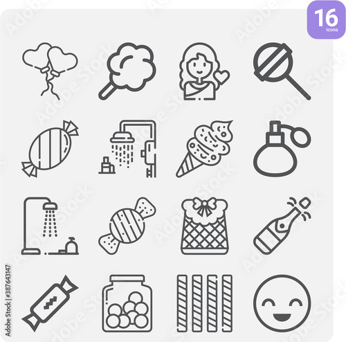 Simple set of birthday related lineal icons.