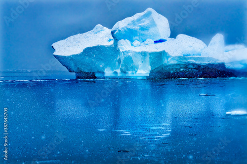 Snowing Blue Iceberg Reflection Paradise Bay Skintorp Cove Antarctica © Bill Perry