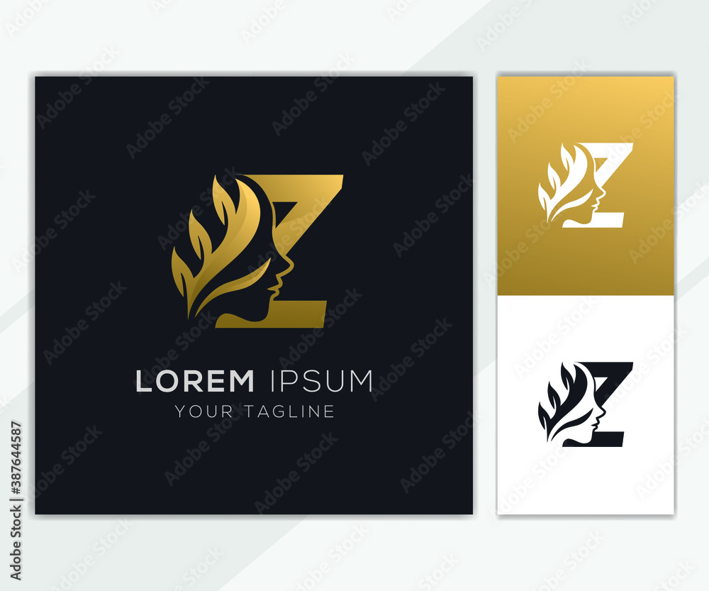 Letter Z with luxury natural feminine beauty logo template Letter Z with luxury natural feminine beauty logo template