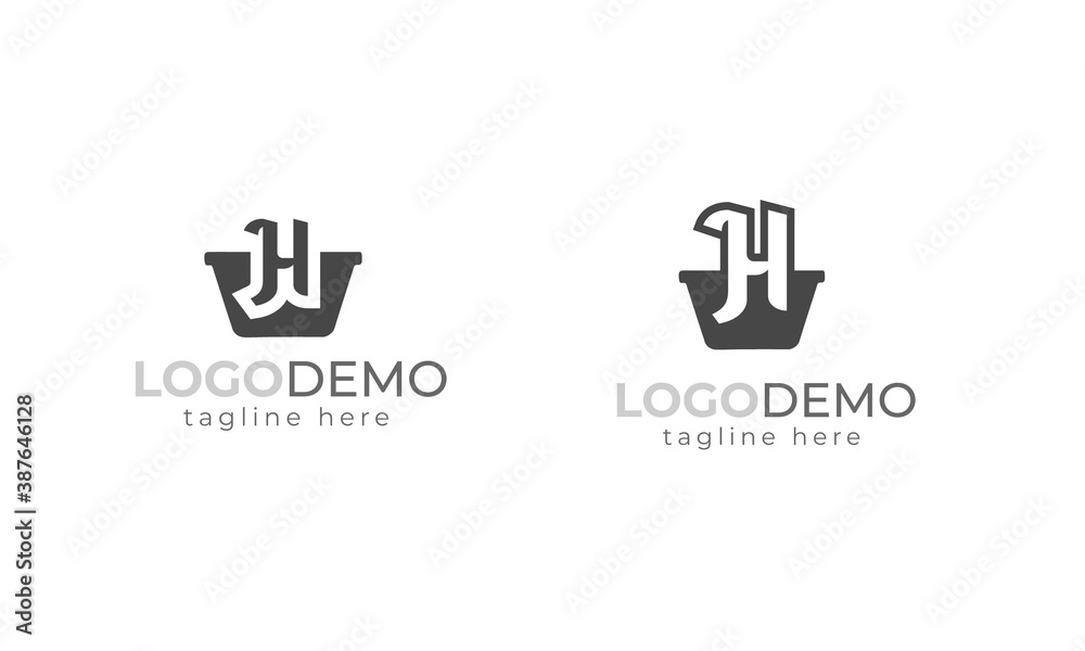 Shopping Basket And initial H latter logo design vector Illustration .