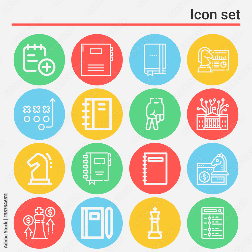 16 pack of policies  lineal web icons set