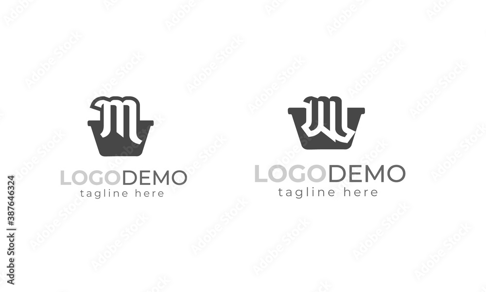 Shopping Basket And initial M latter logo design vector Illustration . Shopping Basket And initial M latter logo design vector Illustration .