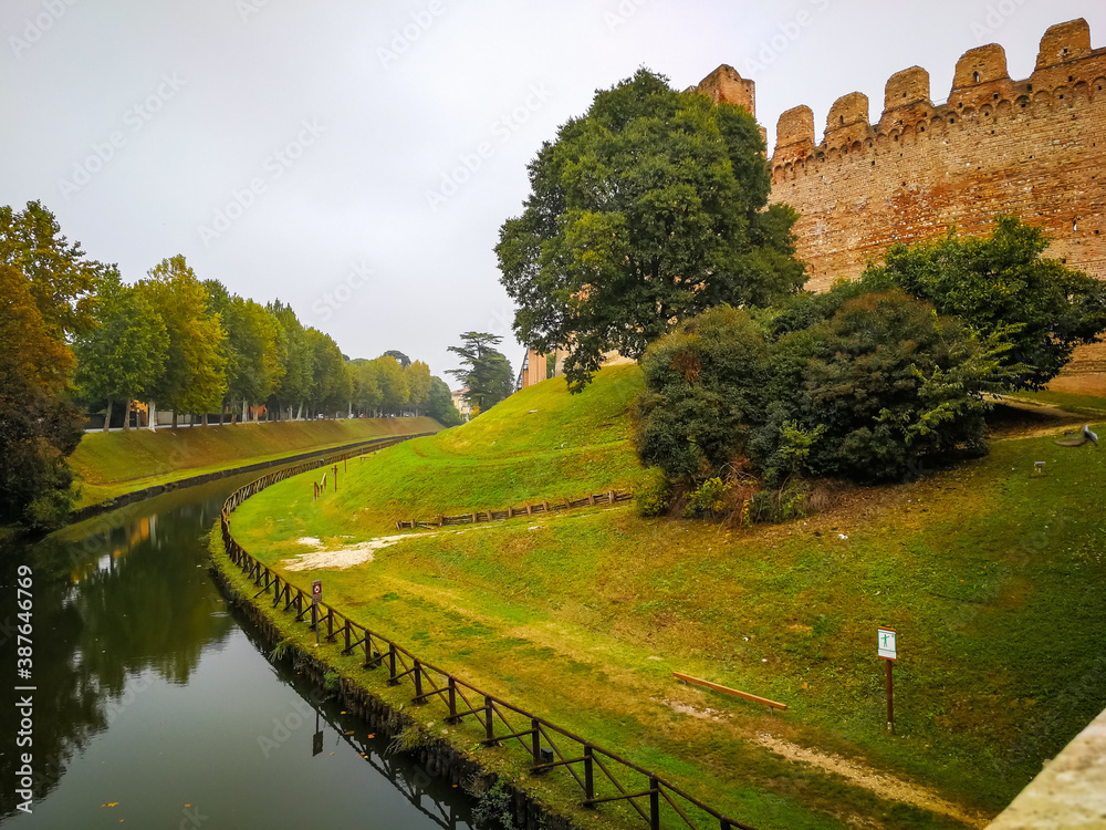View of the town walls of Cittadella in the province of Padua, Veneto - Italy
